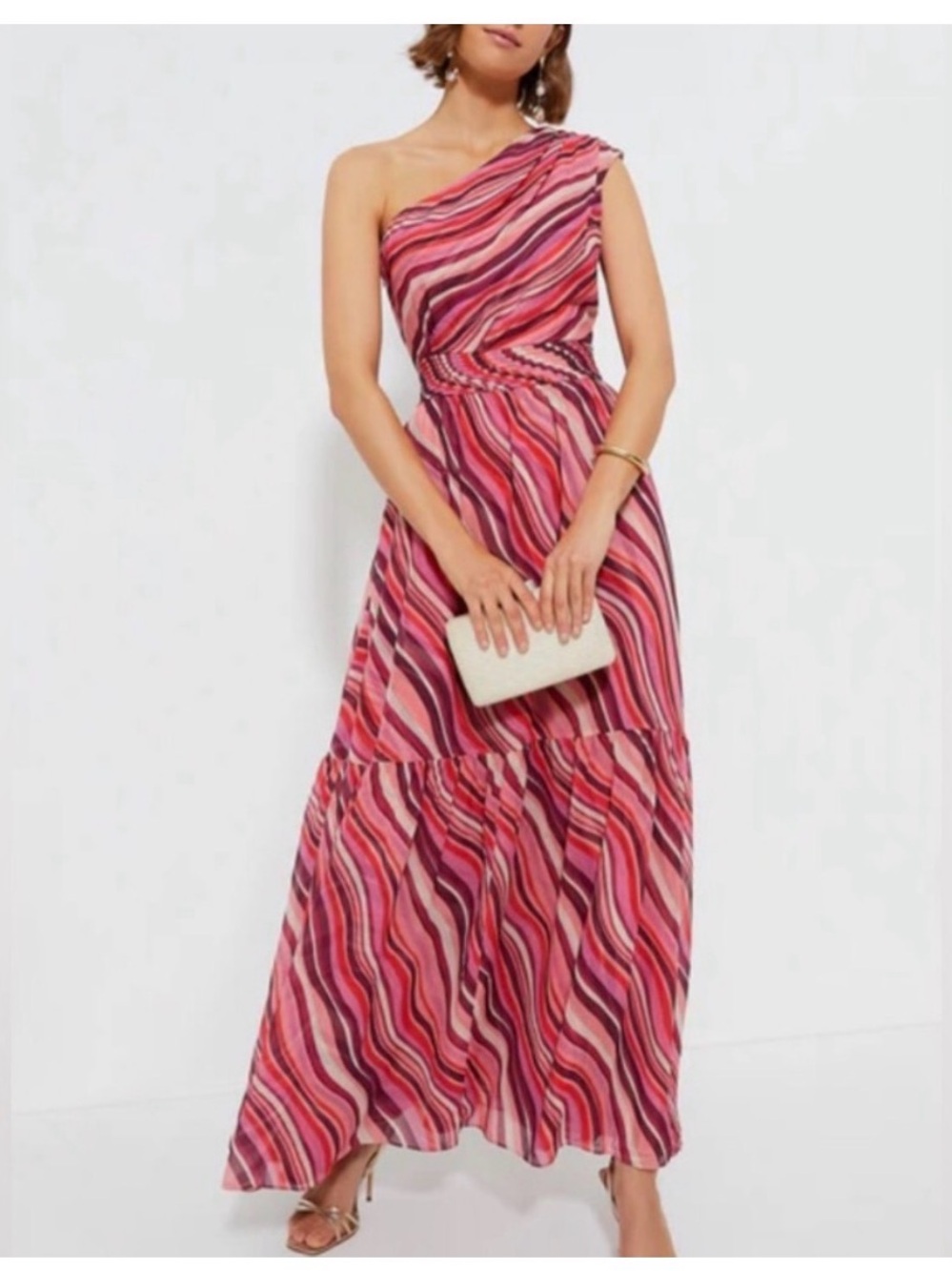 NEW WITH TAGS Tuckernuck One-Shoulder Pink Swirl Sunset Maxi Dress